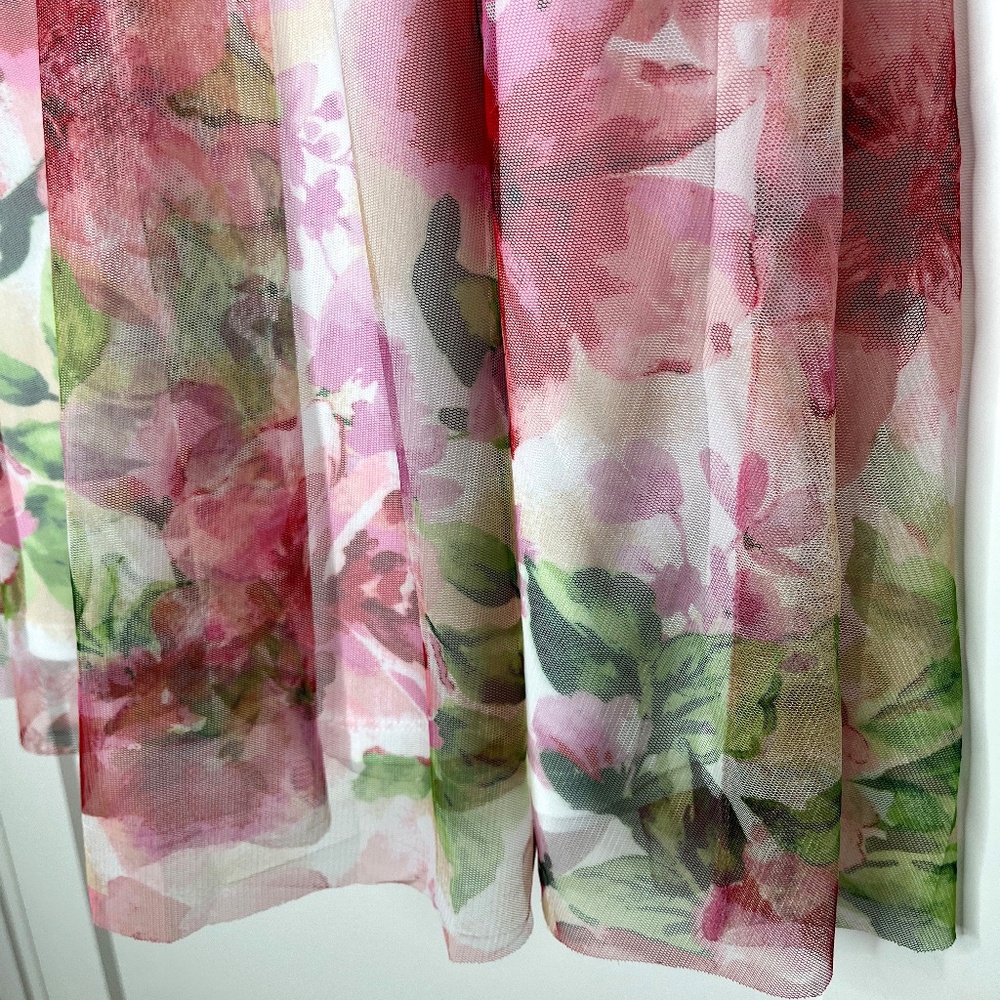 Whimsigoth Tulle Layered Floral Midi Skirt - Picture 3 of 9